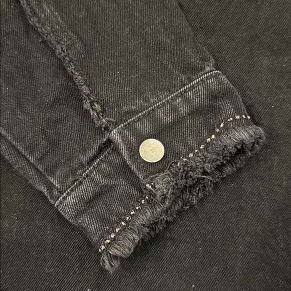 Zara Black Fringe Button-Up Shacket - Picture 4 of 4